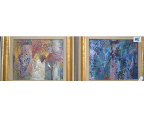 AGOSTINI (20th Century) Pair of abstract works oil on board signed and dated '78 both 6.25" x 7.5"