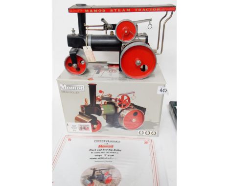 Mamod Limited Edition live steam roller model in black and red, boxed.