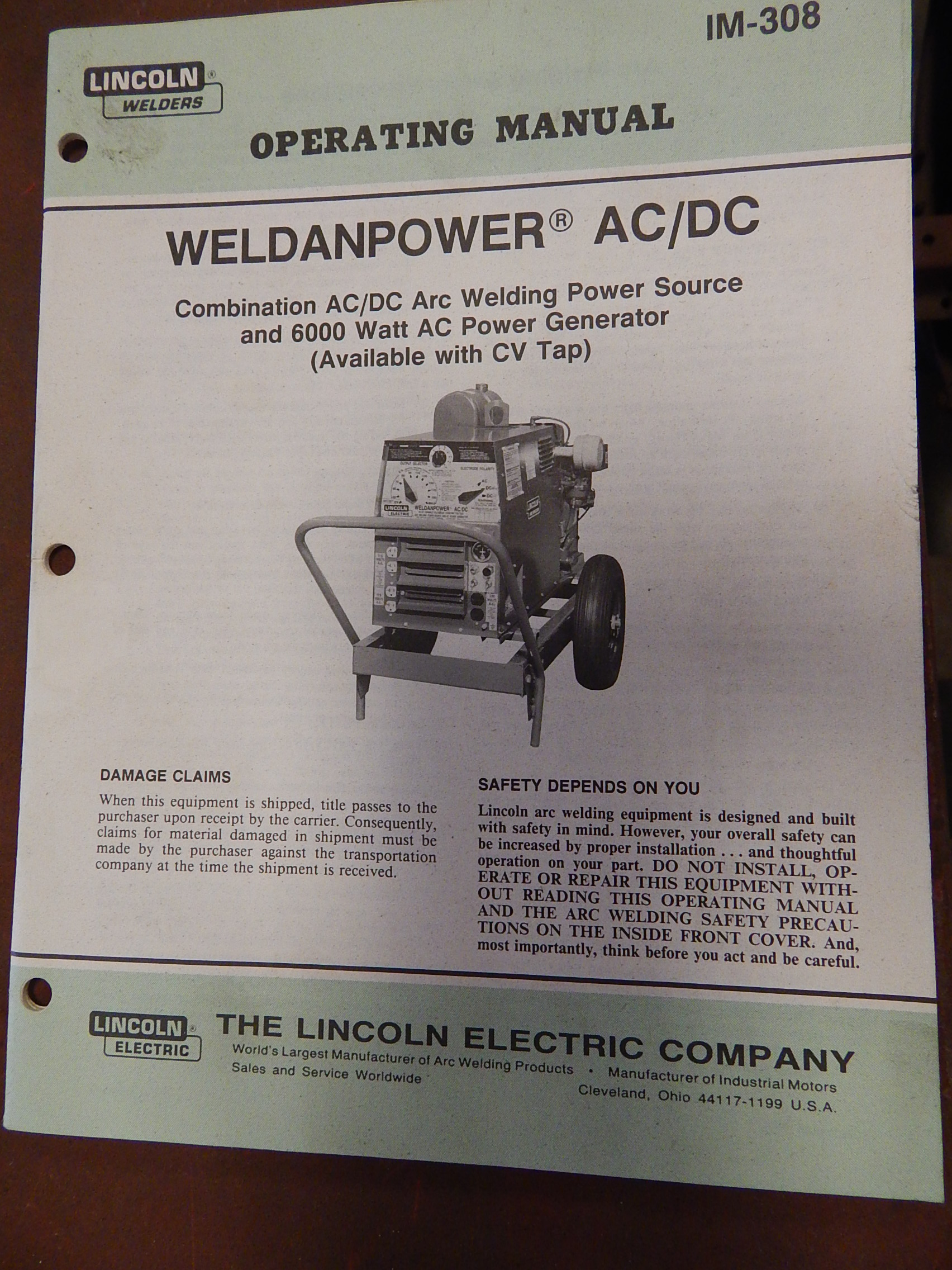 LINCOLN WELDANPOWER GAS POWERED TRAILER MOUNTED WELDER/GENERATOR, WITH