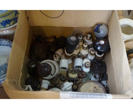 Of World War II interest collection of Dutch light fittings and blackout light bulbs, also a Ampere 