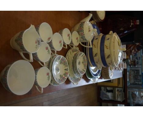 A mixed lot of assorted ceramics Wedgwood Sarah's garden, meat plates, two tier tureen, also a Minton bone china tea service.