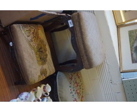 Three assorted Victorian style footstools two with tapestry tops.