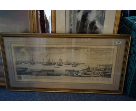 A 19th Century engraving The West Prospect of Portsmouth in Hamp'shire together with a further print.
