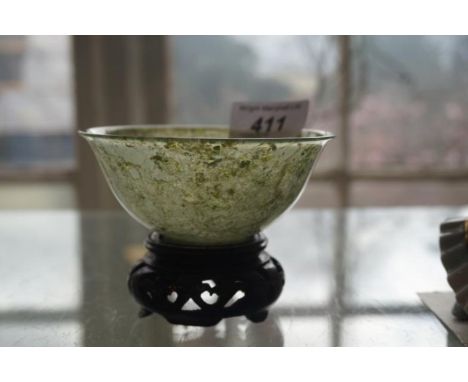 A Chinese pedestal rice bowl possibly jade.