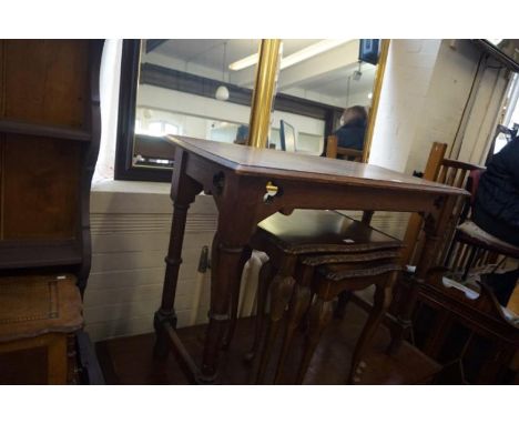 An early 20th century light oak Puginesque console table. 