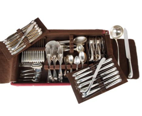 comprising 37 knives, 38 forks, 43 spoons, 3 ladles, a service set of 9, 4 serving spoons, carving set of 2, a service set of