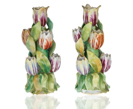 modelled after Etienne Jacquemin, each formed as spring blooming tulips in various bright colors stacked, creating a tulipier