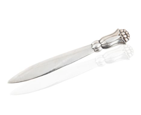 the handle formed as a crocus in bloom, with slender blade, stamped with maker's mark, STERLING DENMARK and numerals 126; len