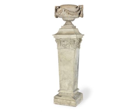 A large and decorative late 20th century painted composition urn in the neoclassical styleCast from a cast iron urn in the ga