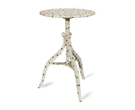 A pair of painted composition twin-light wall appliques and a similar occasional tripod table, all decorated by Nicky HaslamT