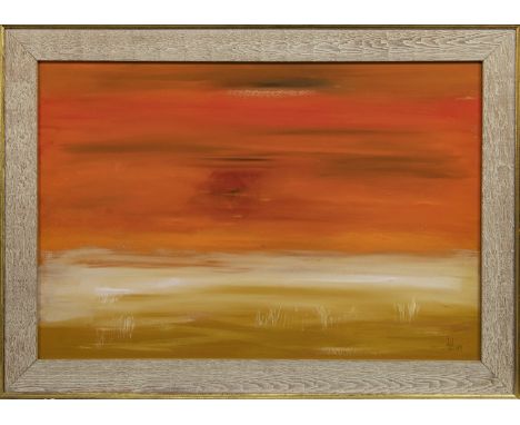 * SIR NICHOLAS FAIRBAIRN (SCOTTISH 1933 - 1995), SEPTEMBER SUNSET mixed media on paper, signed and dated 1971 52cm x 78cm Mou