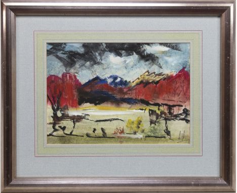 * SIR NICHOLAS FAIRBAIRN (SCOTTISH 1933 - 1995), LAKE POWELL pastel on paper, signed 23cm x 33cm Mounted, framed and under gl