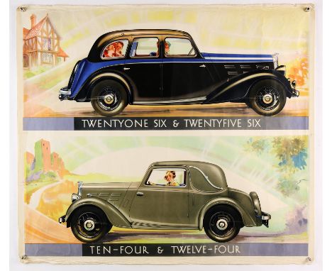 Morris Twentyone Six & Twentyfive Six, Ten-Four and Twelve-Four - 1930's Automobile poster (may be a proof), rolled, 28 x 32 