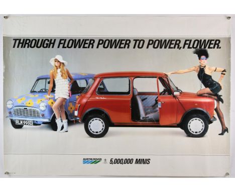 Austin Rover Mini "Through Flower Power to Power, Flower" The 5 millionth mini was made in 1986, Automobile poster, rolled, 2