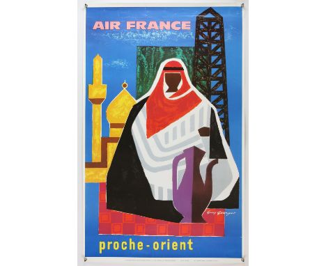 French Advertising poster  After Guy Gorget, Air France, 1987, printed in France, rolled, 24 ½ x 39 inches.Condition Report: 