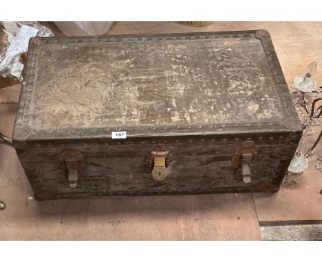 A military type cabin trunk, 78 x 43 x 34cm.