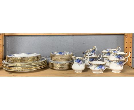 A Royal Albert Moonlight Rose tea and dinner service, six settings, second quality.