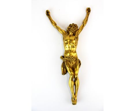 A 19th century gilt bronze figure of the crucified Christ, H. 63cm.