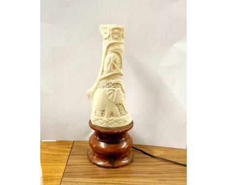 A vintage Indian carved bone table lamp, H. 36cm.