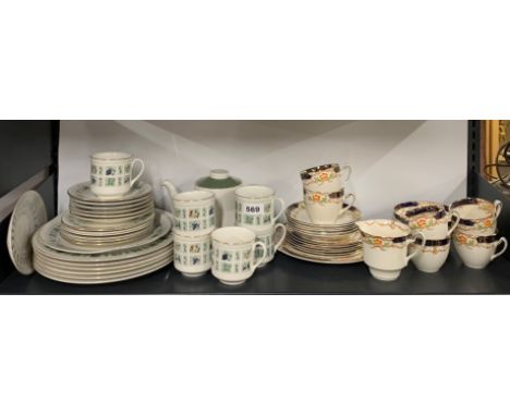 A Royal Doulton tapestry pattern tea and dinner service, together with an Edwardian tea set.