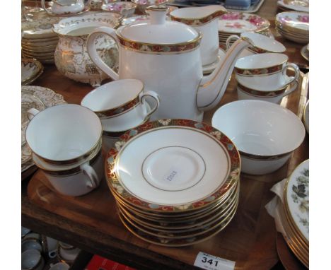 Tray of Royal Crown Derby English bone china cloisonne tea set comprising: teacups; saucers; side plates; milk jug; sucrier a