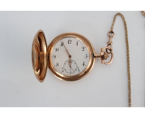 IWC Taschenuhr.GG 14 K. Sprungdeckeluhr. Probus IWC Scafusia. Weißes Emailzifferblatt, arabische Stundenanzeige, kleine Sekun