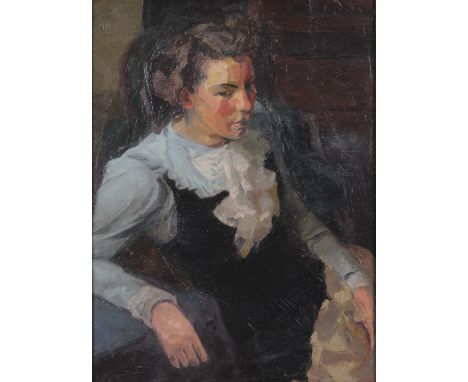 Buchner, Gustav Johannes. München 1880 - 1951 Schliersee.Portrait einer vornehmen Bürgersfrau. ÖlLwd. Rechts o. signiert und 