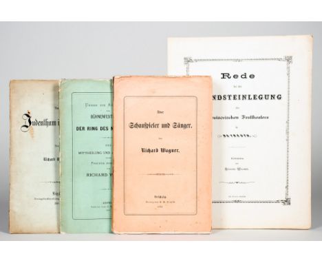 Richard Wagner. Vier Erstausgaben. Leipzig 1869-1872 und Bayreuth 1872. Originalbroschuren.I. Das Judenthum in der Musik. Lei