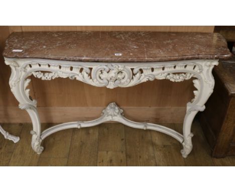 A painted console table with rouge marble top W.130cm