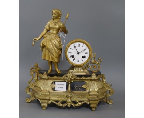 A late 19th century French gilt metal mounted eight day mantel clock