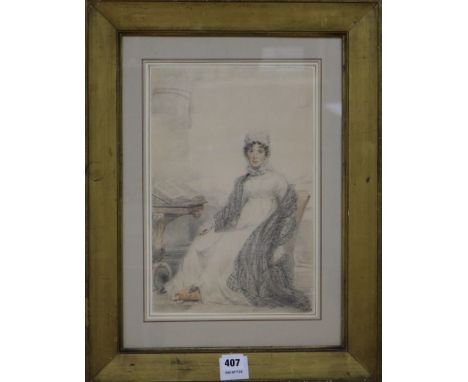 Benjamin Burrell, drawing, portrait of a seated lady 35 x 23cm.