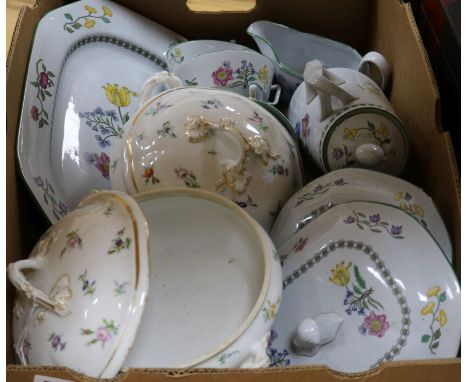 A Spode Summer Palace part dinner service and two Continental porcelain tureens