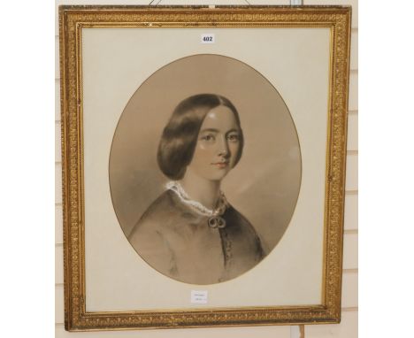 G. Hall 1854, pastel, portrait of a lady, signed 56 x 47cm.