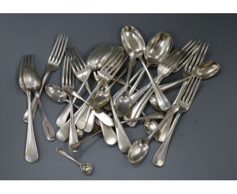 A George V part set of silver Hanovarian rat-tail pattern flatware (22 items), Barker Brothers Silver Ltd, Birmingham, 1930 a