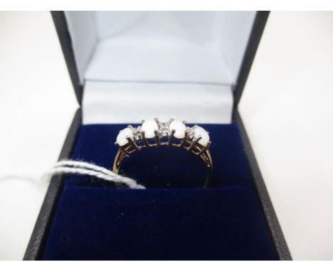 9ct Gold Opal and Diamond Ring, Size P