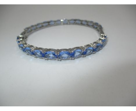 Silver and Blue Stone Bangle