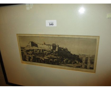James McIntosh Patrick, RSA ROI, ARE, LLD, (Scottish 1907-1998), Etching, Castle and Village