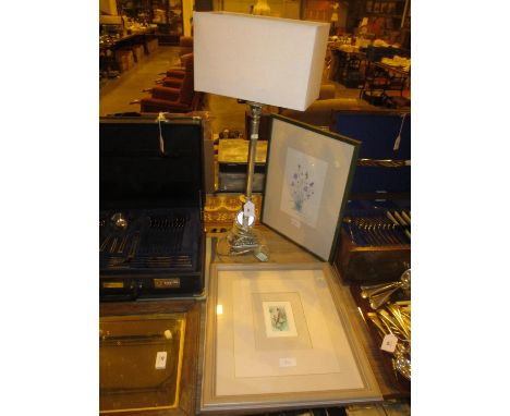 Table Lamp and 2 Pictures