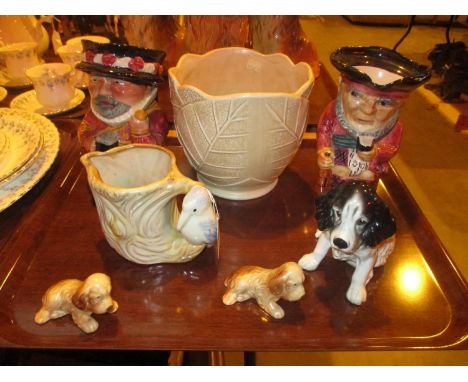 Three Sylvac Dogs, 2 Shorter &amp; Son Character Jugs etc