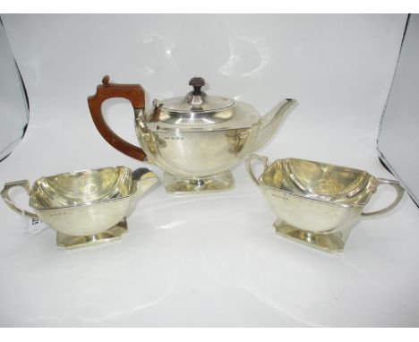 Silver 3 Piece Tea Service, Birmingham 1947, Maker EWH, 980g total