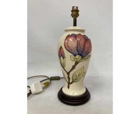 A MOORCROFT MAGNOLIA FLOWERS LAMP BASE - 37.5 CM 