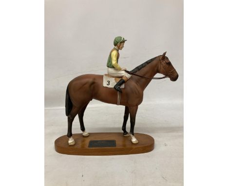 A CONNOISSEUR MODEL BY BESWICK OF NIJINSKY LESTER PIGGOTT UP ON WOODEN PLINTH 