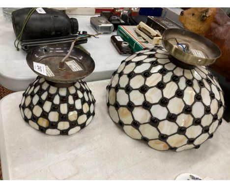 TWO TIFFANY STYLE LIGHT SHADES, DIAMETERS, 28CM AND 16CM 