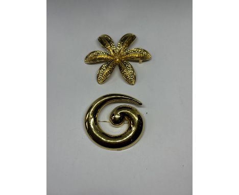 TWO LARGE MONET BROOCHES 