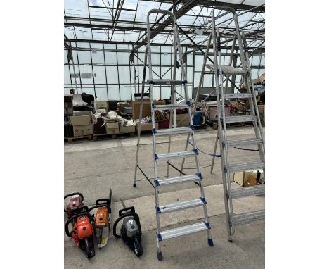 A SIX RUNG WERNER ALUMINIUM STEP LADDER 