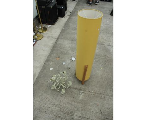 A LOW FLOOR LAMP AND A CEILING LIGHT FITTING 