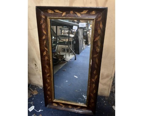 A VINTAGE INLAID MIORROR, 40CM X 78CM 