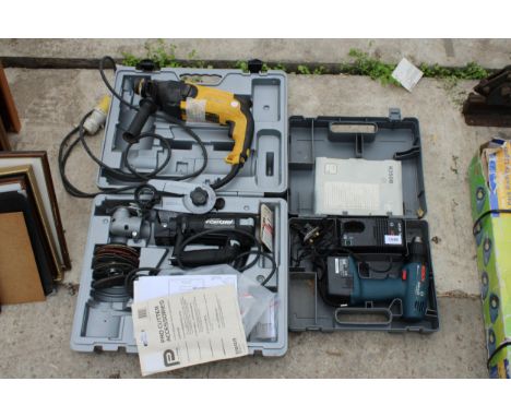 THREE POWER TOOLS TO INCLUDE A ROTOZIP MULTITOOL AND A DEWALT SDS DRILL ETC 