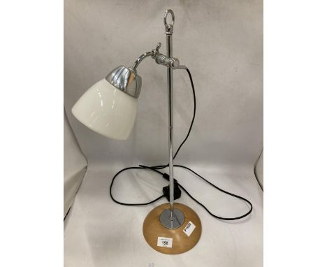 A LARGE RETRO LAMP WITH TEAK BASE, VENDOR STATES IN FULL WORKING ORDER - NOT GUARANTEE GIVEN 