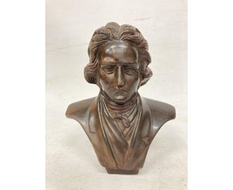 A HEADED BRONZE BUST OF BEETHOVEN 